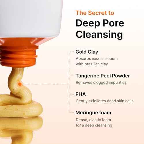 DearKlairs Freshly Juiced Vitamin Clay Mask Cleanser, Deep Pore Wash, Clear Radiant Skin, Tangerine Peel Powder, PHA, Niacinamide 5.07 Fl Oz (Pack of 1)