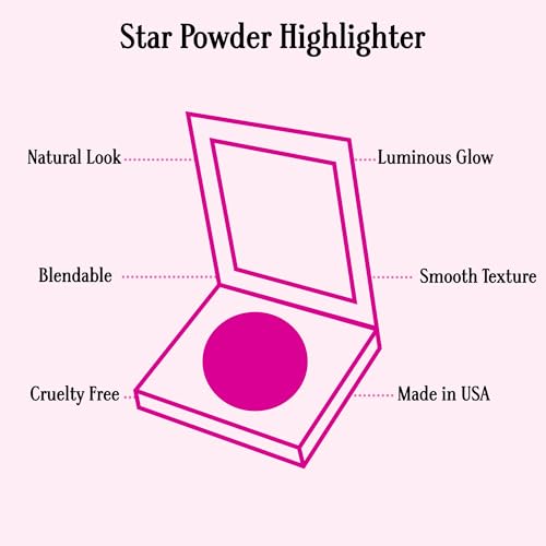 Gerard Cosmetics Star Powder Highlighter Grace, Pearlescent White Highlighter Makeup for Glowing Skin, Professional Facial Luminizer, Cruelty Free, Made in the USA