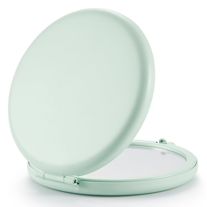 Getinbulk Compact Mirror for Purse, Double-Sided 1X/2X Magnifying Metal Pocket Makeup Mirrors(Round, Cyan)