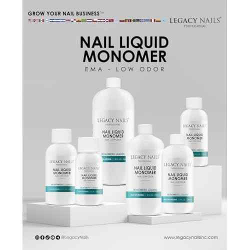 Legacy Nails Professional NAIL LIQUID MONOMER - MMA-Free, Acetone-Free, Low Odor Formula, Compatible with All Acrylic, Perfect for Nail Extensions, Sculpting & Overlays - 946ml / 32 FL.oz.