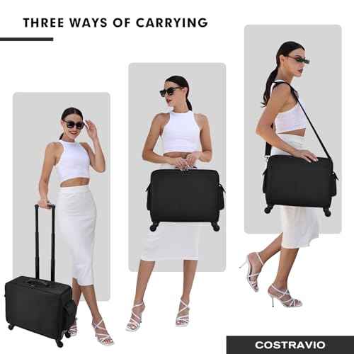 Rolling Makeup Case Cosmetology Case on Wheels Extra Large Cosmetic Artist Bag Portable TravelCase for Hairstylists Nail Tech Traveling Professional Make Up Train Suitcase Carts Trolley, Black