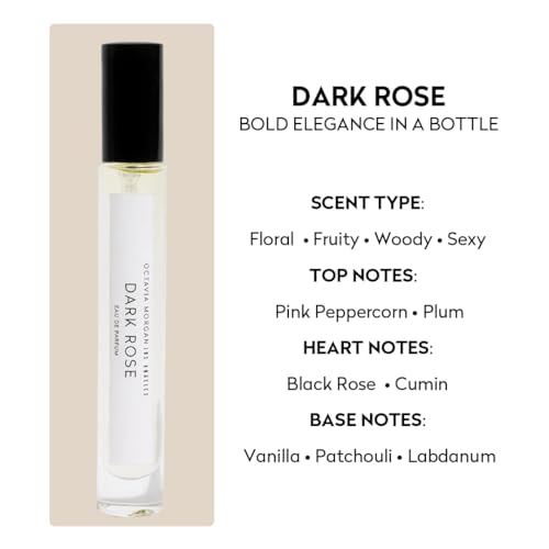 OCTAVIA MORGAN DARK ROSE Eau De Parfum- Bold Vanilla Perfume with Black Rose, Plum & Pink Peppercorn- Travel Perfumes with Long-Lasting, Seductive Depth- Unisex Perfume for Unforgettable Moments- 10ML