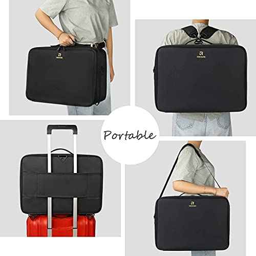 MONSITNA Extra Large Makeup Case 17 Inch Super Large Capacity Travel Makeup Train Case Professional Makeup Artist Case Nail Polish Organizer Storage Box with Two Adjustable Shoulder Strap (Black)