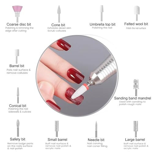 Electric 45000RPM Nail Drill Machine Rechargeable Portable Nail File Electric DIY Nail Drill Kit with Smart LCD Screen for Gel Nail Manicure and Pedicure Reflective Body etc(Dazzle)