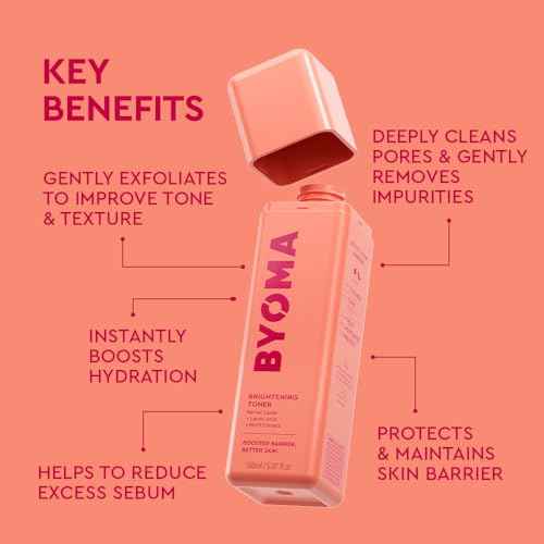 BYOMA Brightening Toner - Gently Exfoliating & Hydrating Facial Treatment with Lipids & Lactic Acid - Alcohol-Free for Barrier Repair - 5.07 Fl. Oz