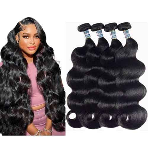 12A Human Hair Bundles 16 18 20 22 Inch Body Wave Bundles Human Hair 100% Unprocessed Virgin Hair Extensions Raw Quick Weave Extensions Natural Black