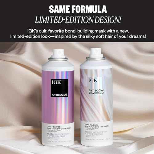 IGK Antisocial Dry Hair Mask + First Class Dry Shampoo Set | Bond Building + Volume + Shine for All Hair Types | 5.0 oz + 6.3 oz | New and Improved Scent
