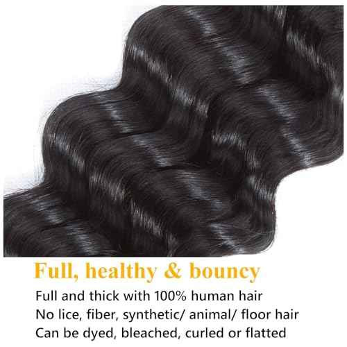 QTHAIR 16A Human Hair Loose Deep Wave Human Hair Bundle 26inch Loose Deep Wave Natural Black Color Soft Wave100% Unprocessed Brazilian Virgin Hair 1 Bundle 100g only