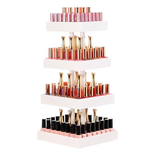 Homde Nail Polish Organizer for 120-212 Bottles, 360 Rotating Nail Polish Rack Holder, Display Storage Shelf for Fingernail Stand and Essential Oil, Gifts for Women Girls- Bamboo,White