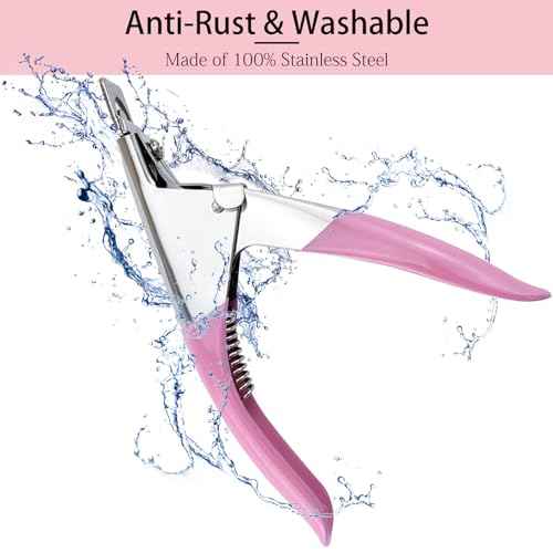 Acrylic Nail Clipper with Magnets,Nail Clippers Acrylic Nail Cutter,Nail Cutter for Nail Tips with 10PCS Sizer Magnets,Manicure Tool for Salon or Home Nail Art(Pink)
