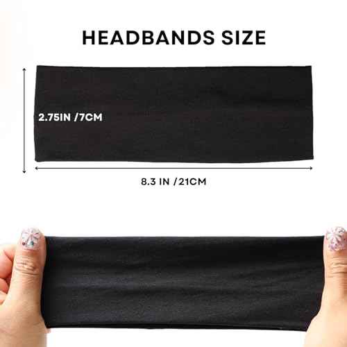7 PCS Black Headbands for Women Cotton Non Slip Hair Bands Sweat Thick Headband Hair Accessories
