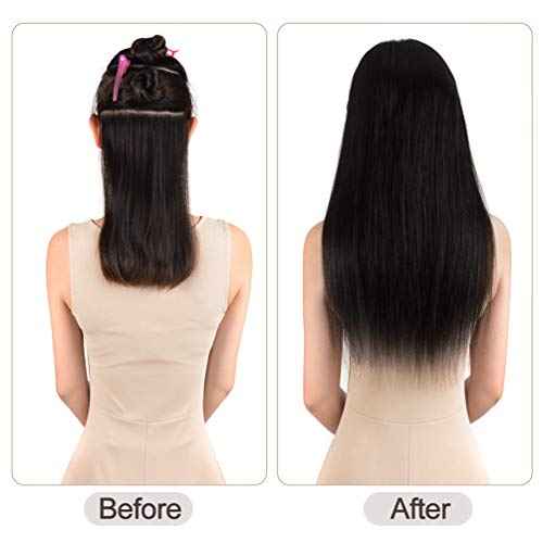 5 Pieces 18" Remy Clip in Ombre Hair Extensions Human Hair Light Blonde Mixed Golden Blond Highlights - Silky Straight Long Thick Real Hair Extensions for Women Fashion (18 inches, #16/22, 90grams)