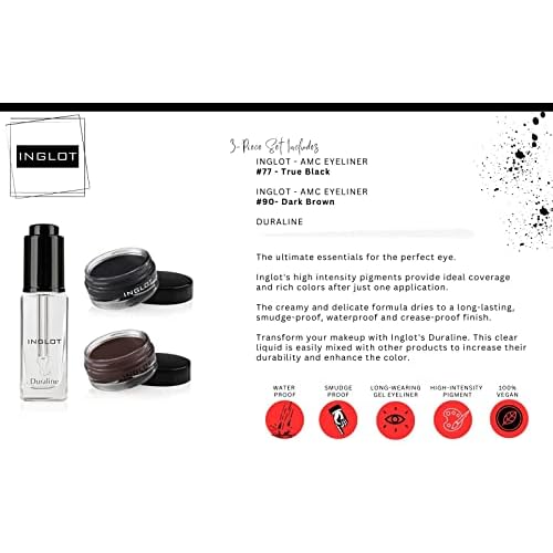 INGLOT Bundle - Duraline, AMC Eyeliner Gel 77 and AMC Eyeliner Gel 90 (3-Piece)