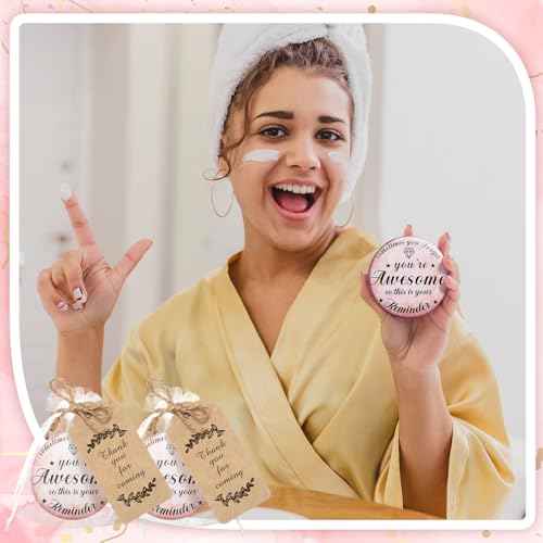 Tradder 100 Sets 2.76 Inch Inspirational Compact Mirrors Bulk Small Purse Pocket Makeup Pink Mirrors Quinceanera Party Gifts Christmas Employee Appreciation Gifts Set for Women Coworker (Awesome)