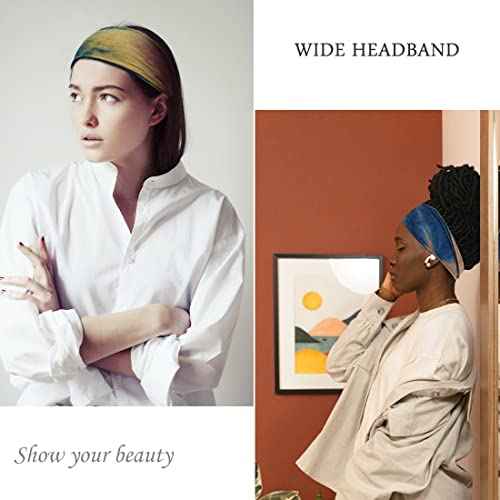 Headbands For Women Workout Wide Headband Yoga Head Bands For Women's Hair Accessories Fashion Band Tie Dye 6 Pack