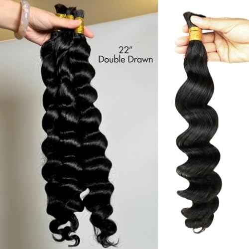 Loose Wave Human Braiding Hair Loose Wave Human Hair Bulk No Weft 100% Unprocessed Brazilian Human Hair Braiding Hair 20 Inch 100g (Pack of 1)