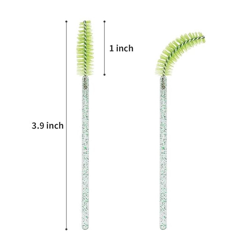 Disposable Eyelash Brushes - 100PCS Mascara Wands Applicator Kit for Eyelash Extensions & Eyebrow Care | Green Container