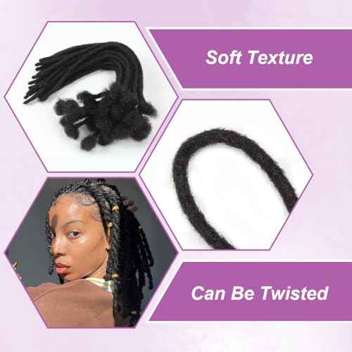 12 inch 50 Strands Loc Extensions Human Hair, 0.4cm Width 100% Human Hair Dreadlock Extensions for Men/Women, Can be Dyed Soft Dreads Extensions,1b
