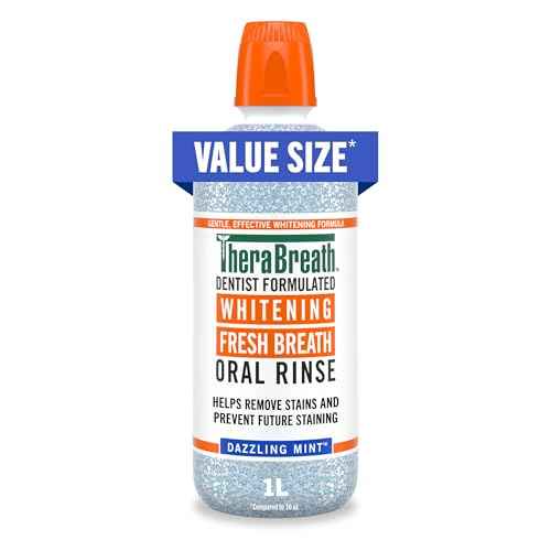 TheraBreath Whitening Mouthwash, Dazzling Mint, Dentist Formulated, 1 Liter