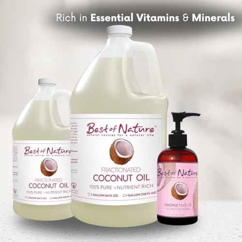 Best of Nature 100% Pure Fractionated Coconut Oil - Natural Massage Oil, Unscented Moisturizer for Men and Women, for Skincare and Hair Care, Carrier for Essential Oils, Gallon (128 fl oz)