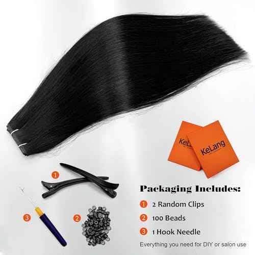 Butterfly Weft Hair Extensions Human Hair-Invisible Double Layered with Hole Hand Tied Genius Weft PU Seamless Micro Beads Real Remy Hair Jet Black 100g #1 18 Inch