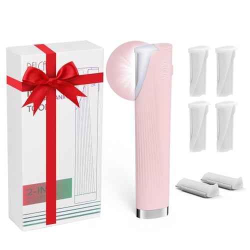 PELCAS Electric Dermaplaning Tool Kit for Women Face with LED Light, Facial Mini Dermaplaning Razor with 6 Blades, 3 Speeds 2 in 1 Facial Peach Fuzz Hair & Exfoliation Removal System at Home BV18-712