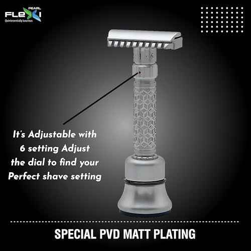 Pearl Flexi Open Comb Adjustable Safety Razor - Made of 100% Brass Metal | Adjustable from 1 to 6 | Men's Shaving Razor for Fathers Day Gift