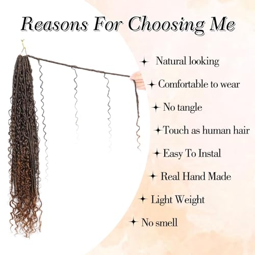 24inch Goddess Locs Crochet Hair 8 Packs with Curly Ends Pre-Looped Long Bohemian River Synthetic Soft Locs for Women(30inch T30)