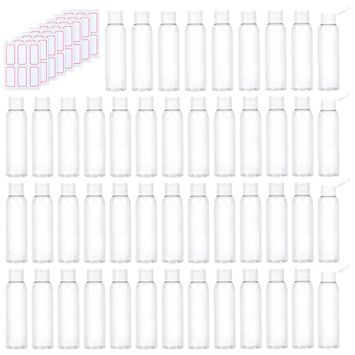 Trendbox 120ml/4oz Clear Plastic Empty Bottles with Flip Cap BPA-Free Travel Containers for Shampoo, Lotions, Liquid Body Soap and Massage Oils - 48 Pack