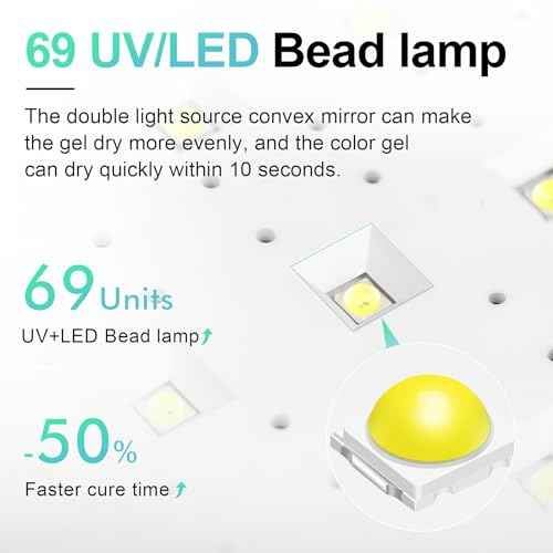 L'UGX Professional Nail Curing Lamp for Gel Polish Dryer 72W LED UV Nail Lights with Arm Rest Pillow & Retractable Tray,Perfect for Manicure & Pedicure at Salon & Home
