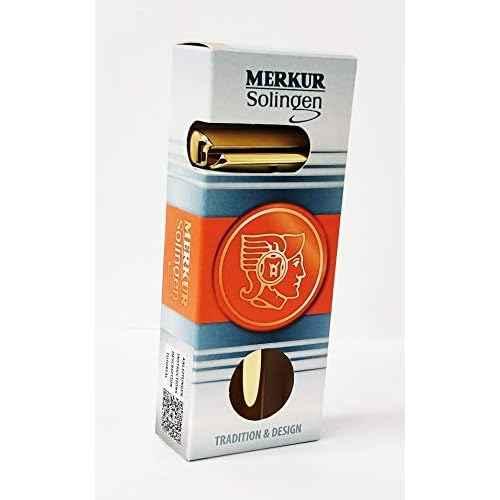 MERKUR FUTUR 702 Adjustable Double Edge Safety Razor - Bright Gold, Adjustable Razor With Dial, Made in Germany, Plastic-Free, Snap-On Cap Design, Straight Bar