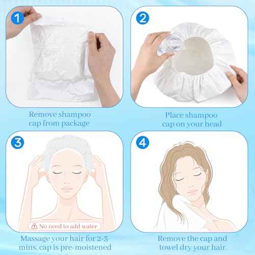 Shampoo cap 12 Pack, No-Rinse Shampoo Cap, Waterless Shampoo and Conditioner Suitable for Adults, Bedridden and Seniors Suitable for Adults, Bedridden and Elderly, Hospitals, Camping