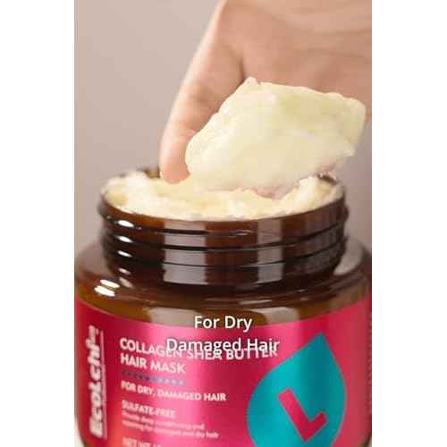 Ecolchi Collagen Hair Mask Deep Repair Conditioning Collagen Shea Butter Hair Treatment for Dry and Damaged Hair All Hair Types 18.6 oz 550ml