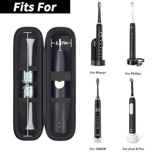 Toothbrush Travel Hard Case Compatible with Oral-B Pro 1000, 2000, 3000, 3500, 1500/ for Philips Sonicare ProtectiveClean 4100 5100 Electric Toothbrush with Mesh Pocket&Carabiner - Black (Bag Only)