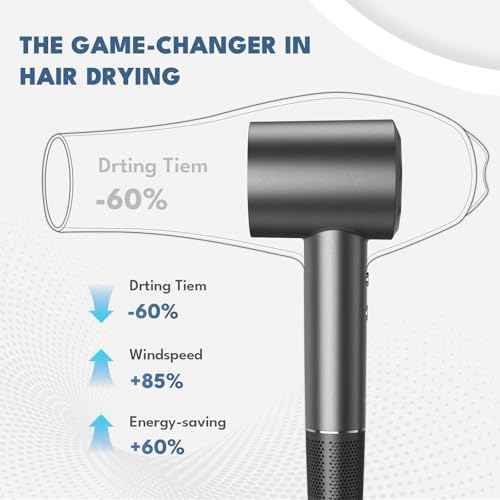 VTT Hair Dryer, 150000 RPM High Speed Blow Dryer for Fast Drying, Low Noise, Lightweight Design for Home & Travel Use, Perfect for Men, Women, and Professionals