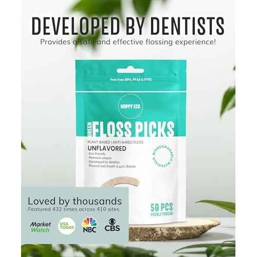 Floss Picks Biodegradable (200pcs) - Plant Based Dental Floss Picks, Natural Flossers for Adults & Kids, Nontoxic Vegan Tooth Pick Flossers & Eco Floss Sticks - Double Thread Unflavored