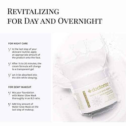 Snow White Water Glow Mask Cream | Moisturizing Sheet Free Sleeping Pack (2 Original + Brush)