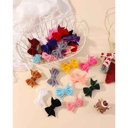 doboi 30PCS Christmas Hair Bows Velvet Baby hair clips 2" mini bows for hair Fully Lined Hair Barrettes Alligators for Infants Toddlers