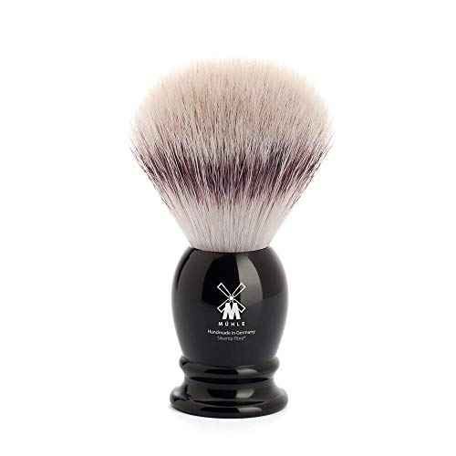 M?HLE Classic Black Medium Silvertip Fiber Shaving Brush - Synthetic Luxury Shave Brush for Men, Rich Lather