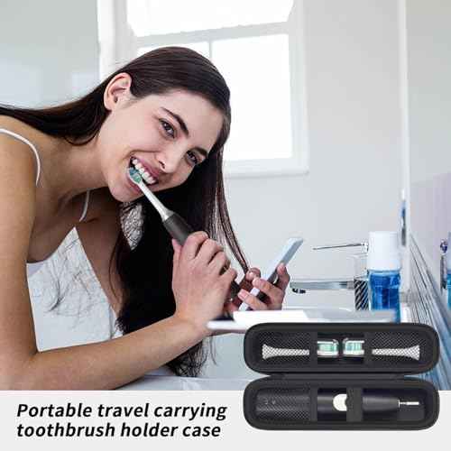 Toothbrush Travel Hard Case Compatible with Oral-B Pro 1000, 2000, 3000, 3500, 1500/ for Philips Sonicare ProtectiveClean 4100 5100 Electric Toothbrush with Mesh Pocket&Carabiner - Black (Bag Only)