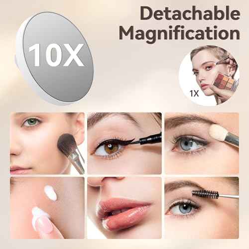 MINISO Vanity Mirror with Lights, 20" x 16" LED Makeup Mirror, Light & Brightness Adjustment, Smart Sensor, 360¡ÆRotation, Aluminum Alloy Metal White Frame, with 10X Magnifying Glass