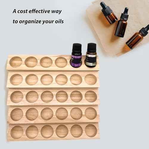 Wooden Essential Oil Display Stand 5 Tier Essential Oil Holder Solid Wood Essential Oil Rack 5 Layer 30-Bottle Essential Oil Display Stand Tabletop Oil Display Holder for 5-20ml Bottles