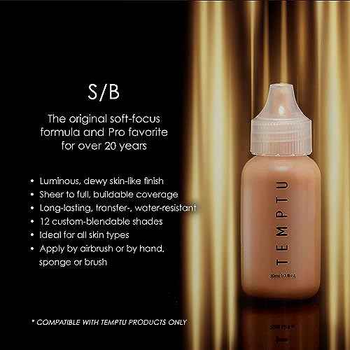 TEMPTU S/B Silicone-Based Airbrush Foundation: Professional Long-Wear Liquid Makeup, Sheer To Full Coverage For A Hydrated, Healthy-Looking Glow & Luminous, Dewy Finish On All Skin Types, 12 Bottles: Starter Set, 0.25 Fl Oz