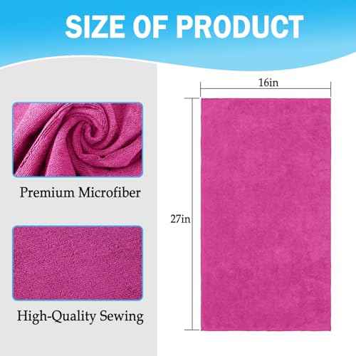 Pink Salon Towels, Super Soft and Absorbent Microfiber Hair Towel for Salon, Bath, Spa, Pool and Home, 27 inch X 16 inch (Pink - 6 Pack)