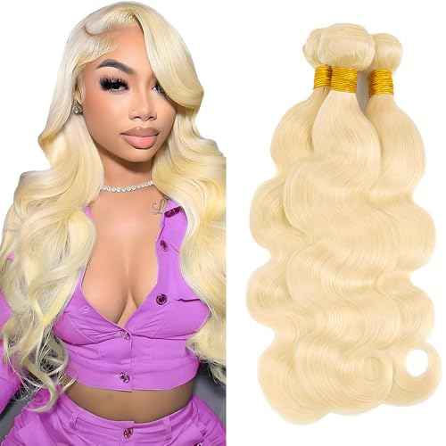 26 28 30 Inch 613 Bundles Blonde Body Wave Bundles Human Hair Double Weft Unprocessed Brazilian Virgin Human Hair Extensions Color 613