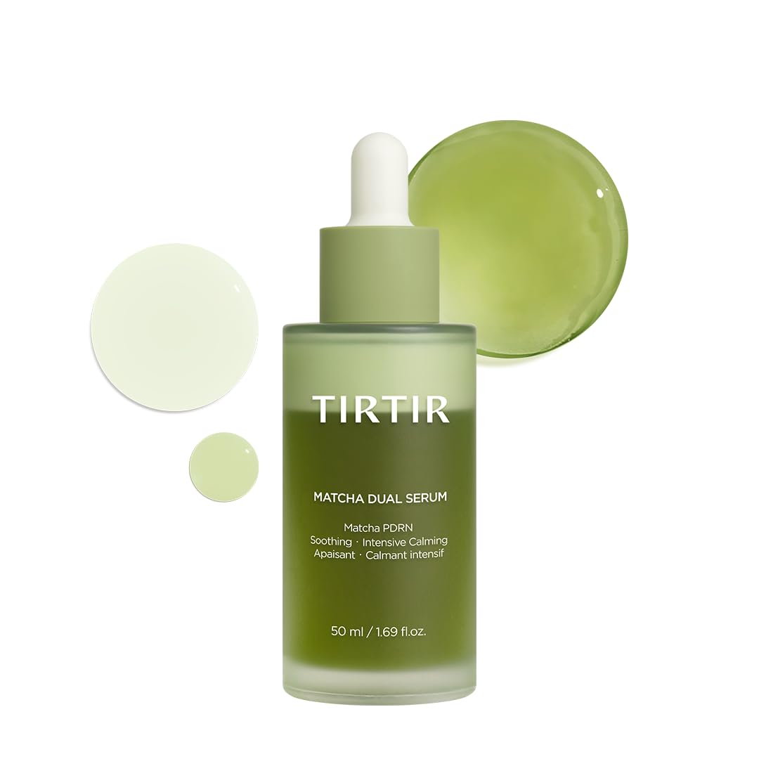TIRTIR Matcha Dual PDRN Serum - Soothing Red Skin Relief & Glass Skin Glow | 20,000ppm Vegan Matcha, 5% Niacinamide, Hydrating Formula for Sensitive & Acne-Prone Skin