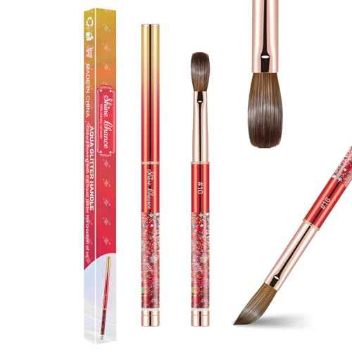 Acrylic Nail Brush Size 10, 100% Real Kolinsky Nail Brush for Acrylic Powder Application, Handmade Women Manicure Nail Extension Tool for Professional DIY Home Salon and Beginner