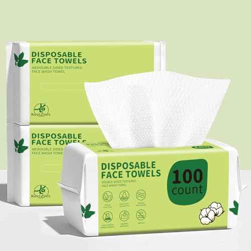 Disposable Face Towels 300 Count, Biodegradable Ultra Soft & Thick Facial Towels for Sensitive Skin, Lint-Free Makeup Remover Dry Wipes, Multi-Purpose Cleansing Towelettes for Face Wipes, Skincare