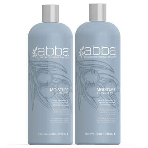 ABBA - Pure Moisture Shampoo & Conditioner Hydrating & Nourishing Value Duo Set ? Olive Butter & Peppermint Oil, 32 fl oz Each