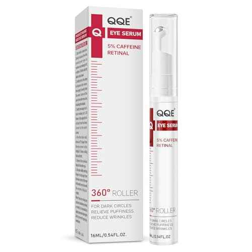 Retinol & Caffeine Eye Serum -360¡Æ Massage Roller for Puffiness,Eyebag Remover,Wrinkle Filler,Under Eye Cream For Dark Circles 0.54fl.oz (Pack of 1)